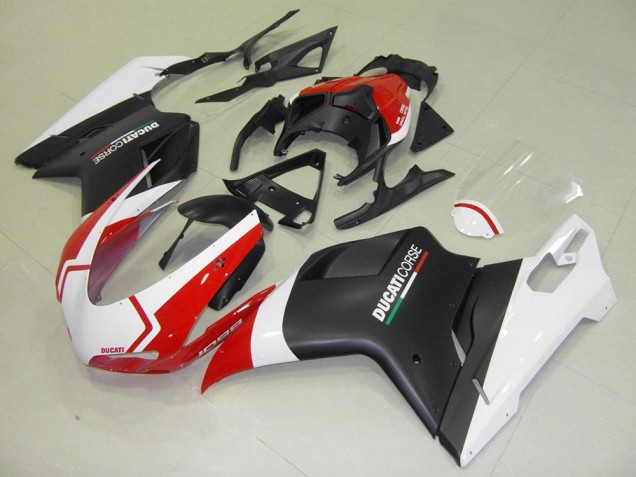 Lojas Carenagens Moto Ducati 1098 2007-2014 - Branco Vermelho Preto Fosco Corse