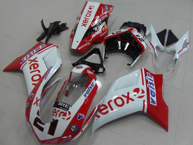 Lojas Carenagens Moto Ducati 848 1098 1198 2007-2014 - Branco Vermelho Preto Brilhante Valsir Xerox OEM Estilo 21