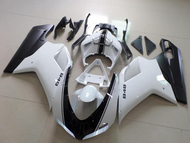 Lojas Carenagem Moto Ducati 848 2007-2014 - Branco Preto Fosco