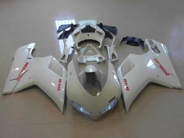 Lojas Carenagens Moto Ducati 848 2007-2014 - Branco Brilhante Vermelho Decalques