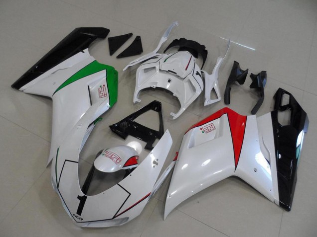 Lojas Carenagens Moto Ducati 848 1098 1198 2007-2014 - Branco Brilhante Vermelho Verde Preto Brilhante