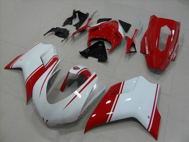 Lojas Carenagens Moto Ducati 848 2007-2014 - Branco Vermelho Corrida Version