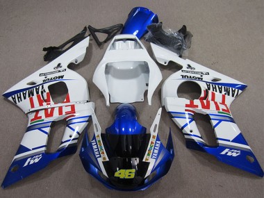 Lojas Carenagens Moto Yamaha YZF R6 1998-2002 - Branco Azul Vermelho Fiat Michelin Motul 46