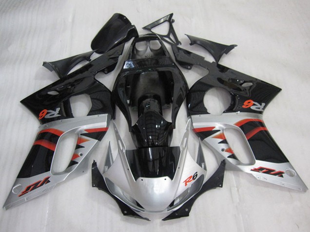 Lojas Carenagens Moto Yamaha YZF R6 1998-2002 - Prata Vermelho Preto Brilhante
