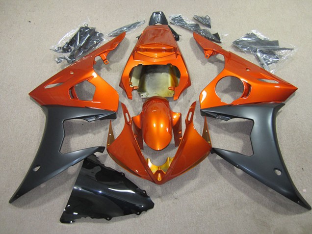 Lojas Carenagem Moto Yamaha YZF R6 2003-2004 - Laranja Preto Fosco