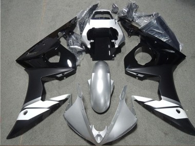 Lojas Carenagens Moto Yamaha YZF R6 2003-2004 - Branco Prata Preto Brilhante Preto Fosco