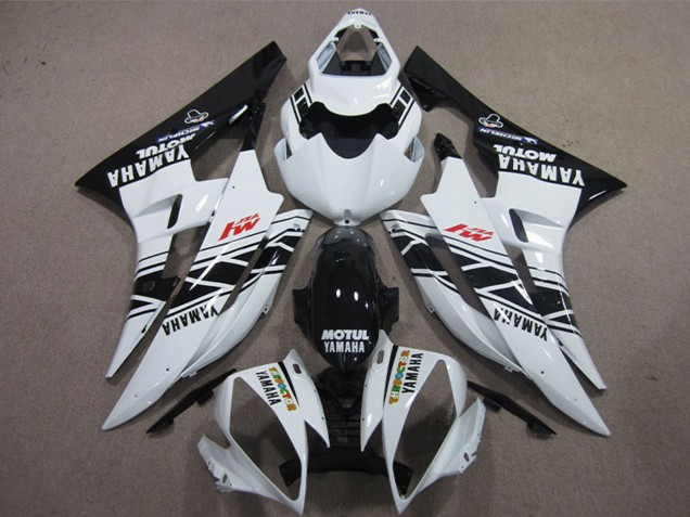 Lojas Carenagens Moto Yamaha YZF R6 2006-2007 - Branco Preto Brilhante Motul