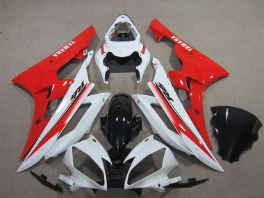 Lojas Carenagem Moto Yamaha YZF R6 2006-2007 - Branco Vermelho Preto Brilhante