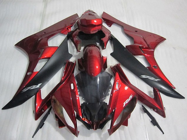 Lojas Carenagem Moto Yamaha YZF R6 2006-2007 - Vermelho Preto Fosco