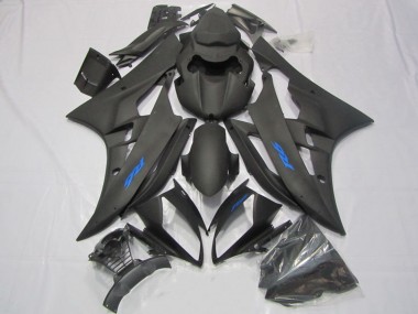 Lojas Carenagens Moto Yamaha YZF R6 2006-2007 - Preto Fosco Azul Decalques