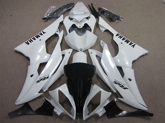Lojas Carenagens Moto Yamaha YZF R6 2008-2016 - Branco Preto Decalques