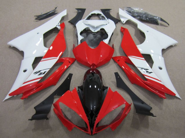 Lojas Kits Carenagens Moto Yamaha YZF R6 2008-2016 - Branco Vermelho Preto Brilhante
