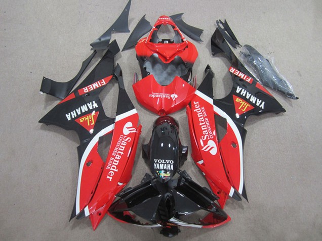 Lojas Carenagens Moto Yamaha YZF R6 2008-2016 - Vermelho Branco Preto Brilhante Volvo Santander Fimer