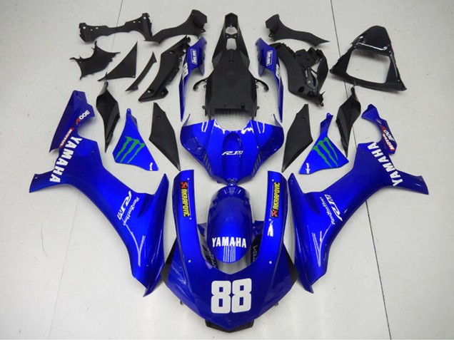 Lojas Carenagens Moto Yamaha YZF R1 2015-2019 - Azul Verde Monstro Akropovic
