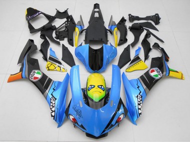 Lojas Kits Carenagem Moto Yamaha YZF R1 2015-2019 - Azul Amarelo Tubarão