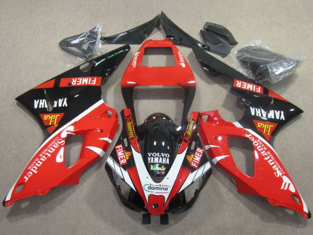 Lojas Carenagens Moto Yamaha YZF R1 1998-1999 - Vermelho Branco Preto Santander