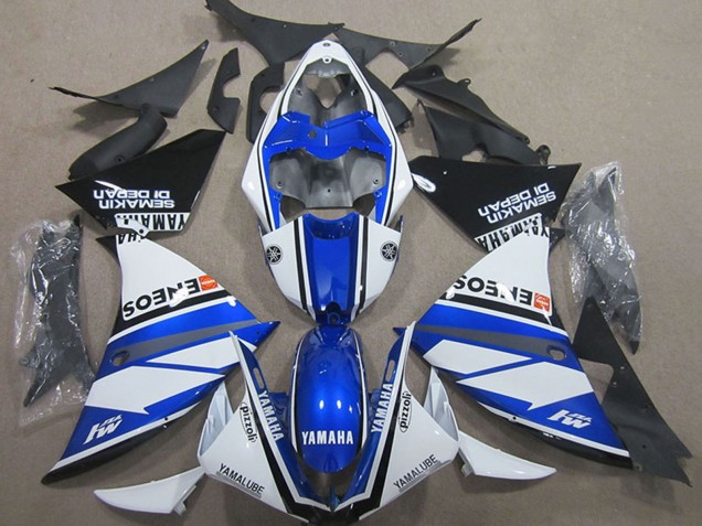 Lojas Carenagens Moto Yamaha YZF R1 2000-2001 - Branco Azul Preto ENEOS