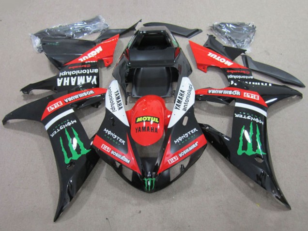 Lojas Carenagens Moto Yamaha YZF R1 2002-2003 - Vermelho Preto Brilhante Branco Verde Motul Monstro