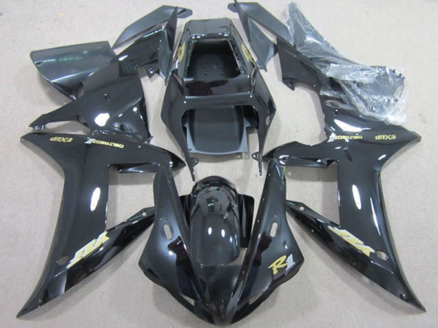Lojas Carenagens Moto Yamaha YZF R1 2002-2003 - Preto Brilhante Ouro Decal