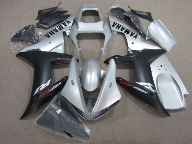 Lojas Kits Carenagem Moto Yamaha YZF R1 2002-2003 - Prata Preto Fosco