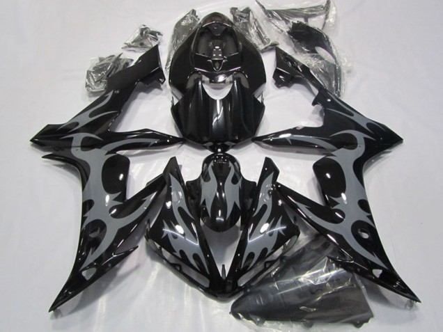 Lojas Carenagens Moto Yamaha YZF R1 2004-2006 - Preto Brilhante Cinzento Chama