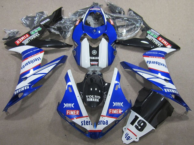 Lojas Carenagens Moto Yamaha YZF R1 2004-2006 - Branco Azul Preto Vermelho Volvo Sterilgarda 19