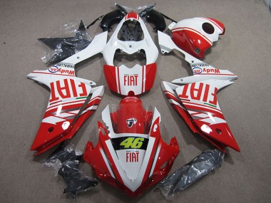 Lojas Carenagens Moto Yamaha YZF R1 2007-2008 - Branco Vermelho Fiat 46