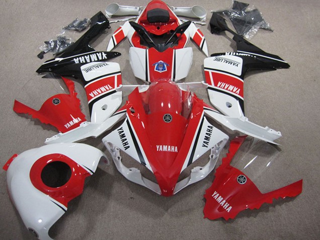 Lojas Carenagem Moto Yamaha YZF R1 2007-2008 - Branco Vermelho Preto Brilhante