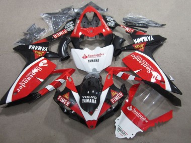 Lojas Carenagens Moto Yamaha YZF R1 2007-2008 - Vermelho Branco Preto Volvo Santander Fimer