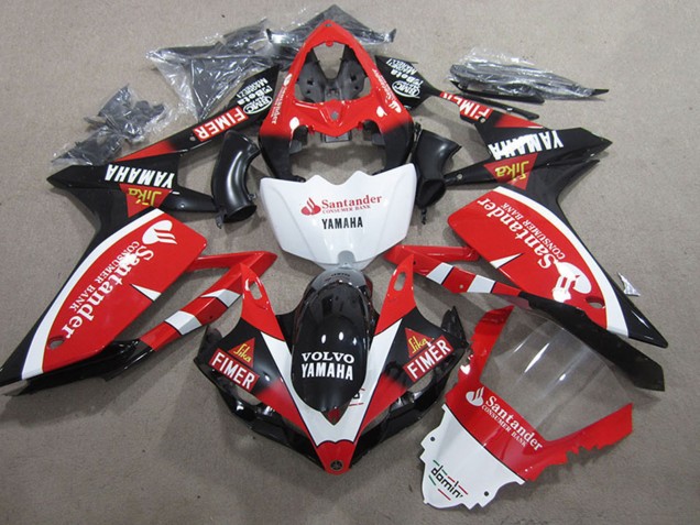 Lojas Carenagens Moto Yamaha YZF R1 2007-2008 - Vermelho Branco Preto Volvo Santander Fimer