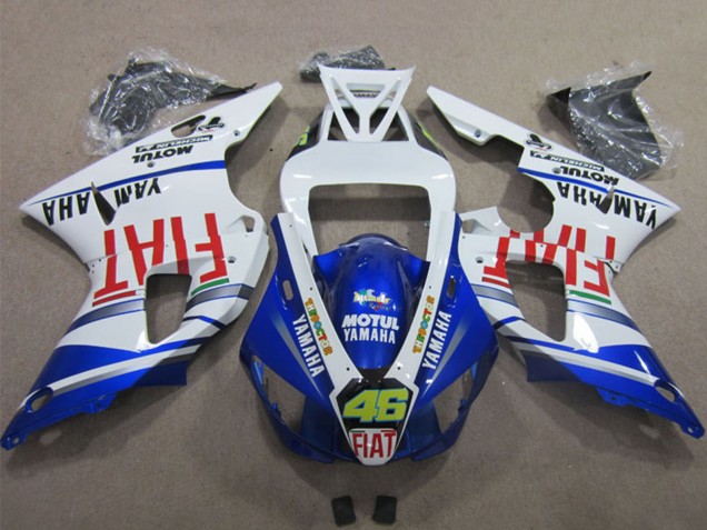 Lojas Carenagens Moto Yamaha YZF R1 2009-2011 - Branco Azul Vermelho Fiat Motul Dunlop 46
