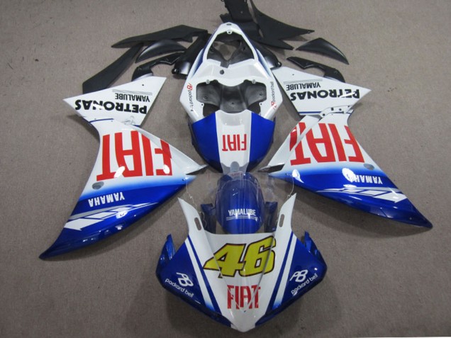 Lojas Carenagens Moto Yamaha YZF R1 2009-2011 - Branco Azul Vermelho Fiat 46