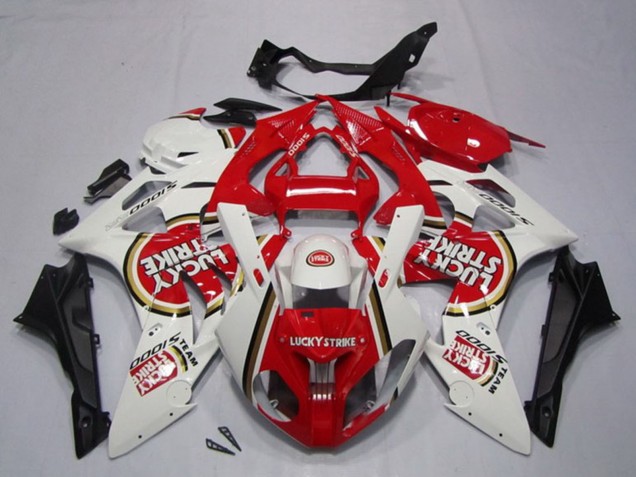 Lojas Carenagens Moto BMW S1000RR 2009-2014 - Branco Vermelho Lucky Strike