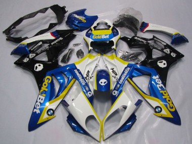 Lojas Carenagens Moto BMW S1000RR 2009-2014 - Branco Amarelo Azul Preto Brilhante OuroBet HP