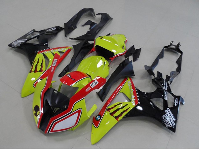 Lojas Carenagens Moto BMW S1000RR 2009-2014 - Amarelo Néon Vermelho Preto Brilhante Monstro