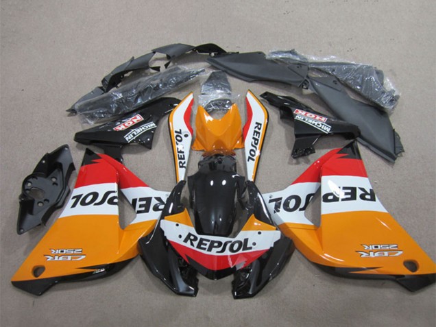 Lojas Carenagens Moto Honda CBR125R 2011-2016 - Laranja Branco Vermelho Preto Brilhante Repsol