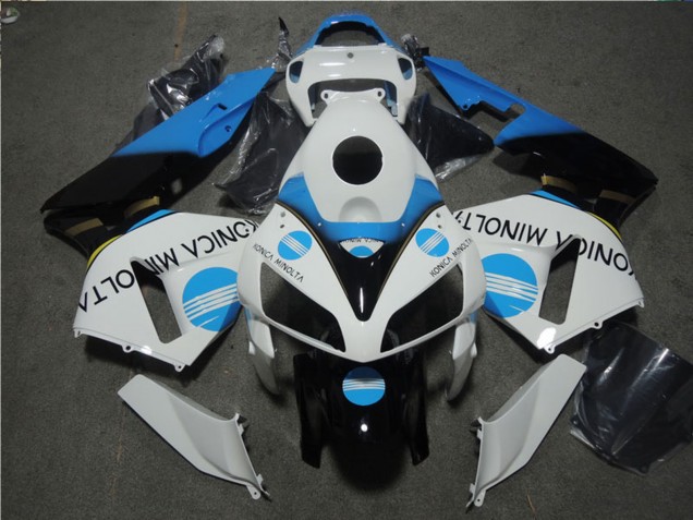 Lojas Carenagem Moto Honda CBR600RR 2005-2006 - Branco Azul Preto Brilhante Konica Minolta