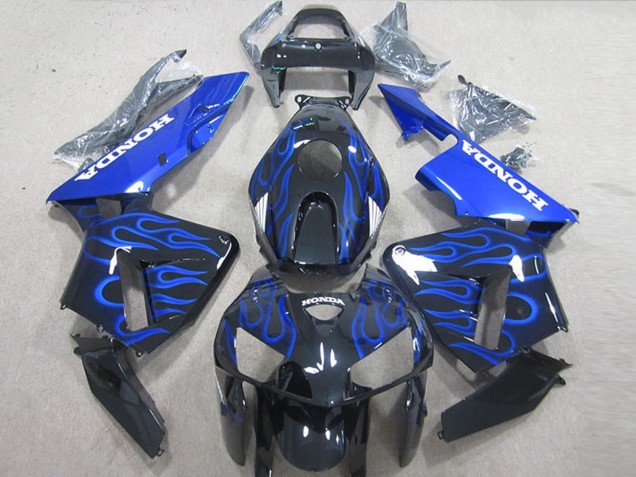 Lojas Kits Carenagem Moto Honda CBR600RR 2005-2006 - Preto Brilhante Azul Chama