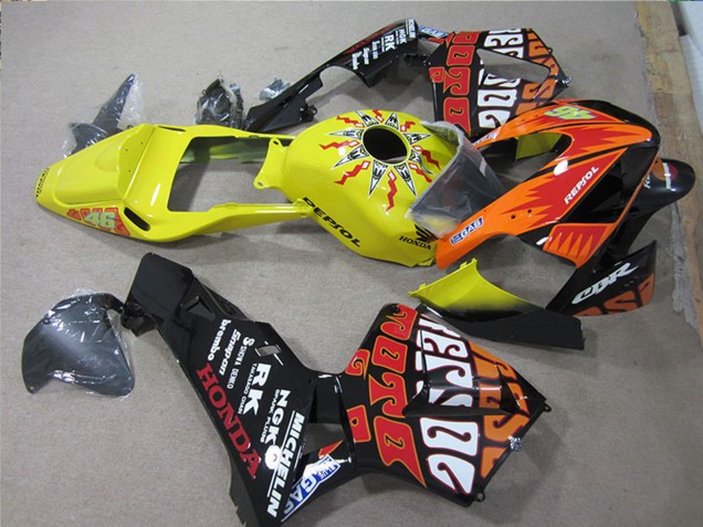 Lojas Carenagens Moto Honda CBR600RR 2005-2006 - Preto Laranja Amarelo Rossi Repsol