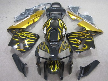 Lojas Carenagens Moto Honda CBR600RR 2005-2006 - Preto Brilhante Amarelo Chama