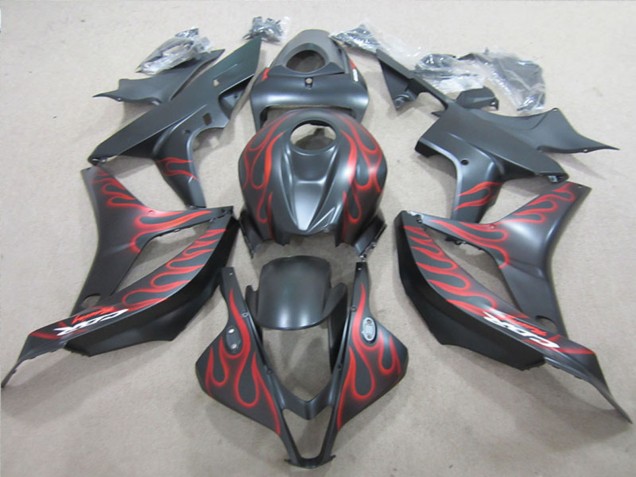 Lojas Carenagens Moto Honda CBR600RR 2007-2008 - Preto Fosco Vermelho Chama