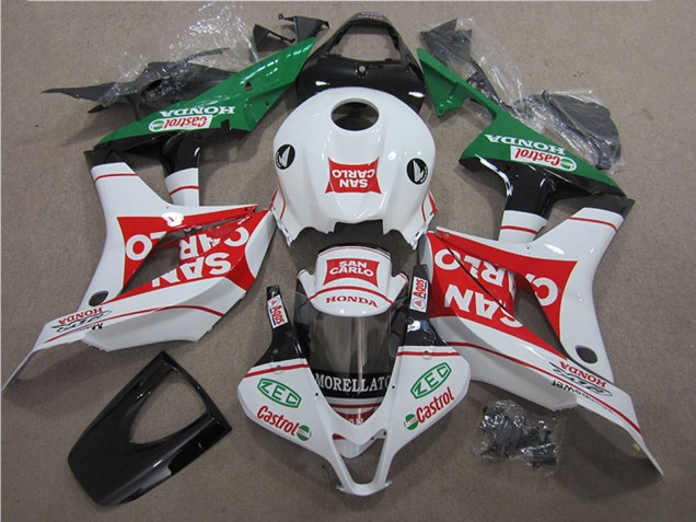 Lojas Carenagem Moto Honda CBR600RR 2007-2008 - Branco Vermelho Verde San Carlo