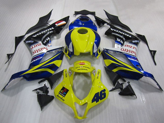Lojas Carenagem Moto Honda CBR600RR 2007-2008 - Amarelo Azul Branco Preto Brilhante Nastro Azzurro