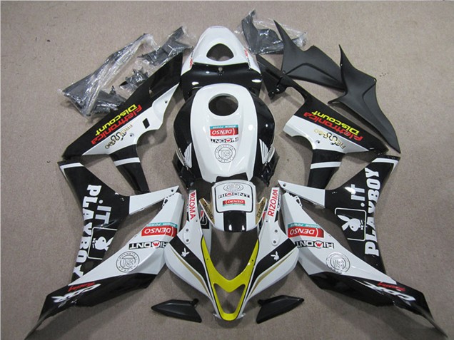 Lojas Carenagens Moto Honda CBR600RR 2007-2008 - Branco Ouro Preto Brilhante PlayBoy HRC