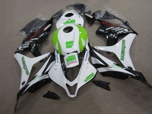 Lojas Kits Carenagem Moto Honda CBR600RR 2007-2008 - Branco Verde Preto Brilhante Hannspree