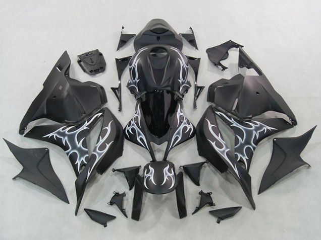 Lojas Carenagens Moto Honda CBR600RR 2007-2008 - Preto Fosco Prata Chama