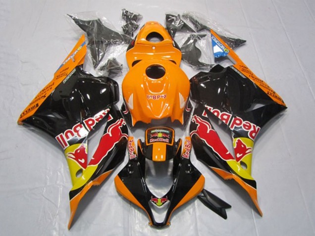 Lojas Carenagens Moto Honda CBR600RR 2009-2012 - Laranja Amarelo Preto Brilhante Red Bull