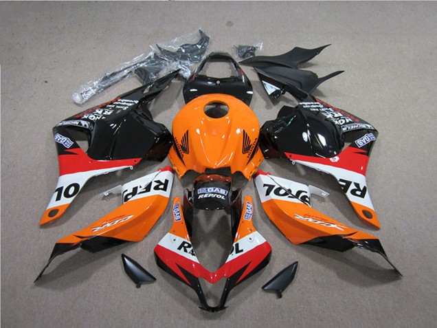 Lojas Carenagens ABS Honda CBR600RR 2009-2012 - Laranja Branco Vermelho Preto Brilhante Repsol
