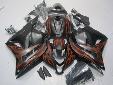 Lojas Carenagens Moto Honda CBR600RR 2009-2012 - Preto Fosco Laranja Chama