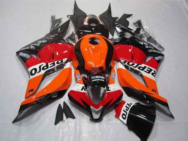 Lojas Plástico ABS Honda CBR600RR 2009-2012 - Laranja Branco Vermelho Preto Brilhante Repsol
